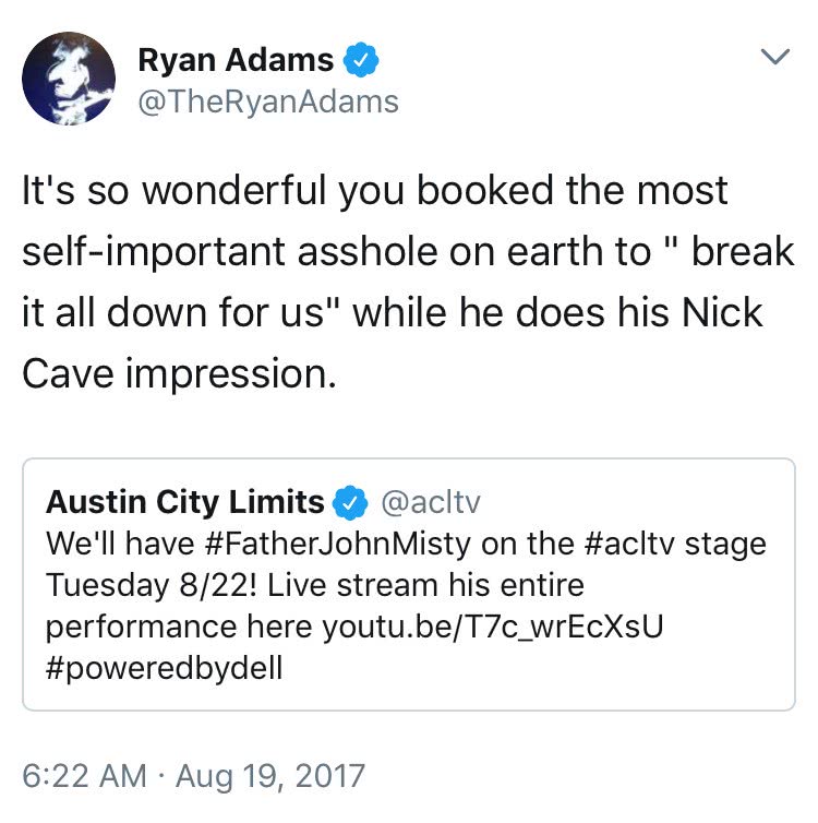 Consequence Of Sound's screenshot of a Ryan Adams Tweet
