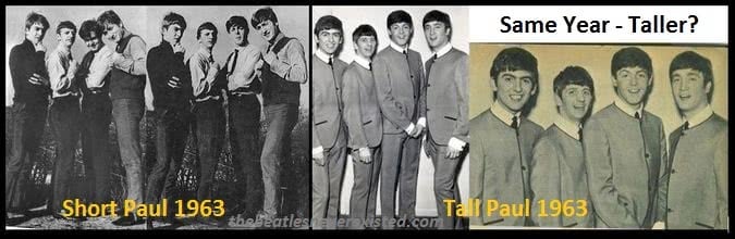 Image from The Beatles Never Existed showing height discrepancies of the members