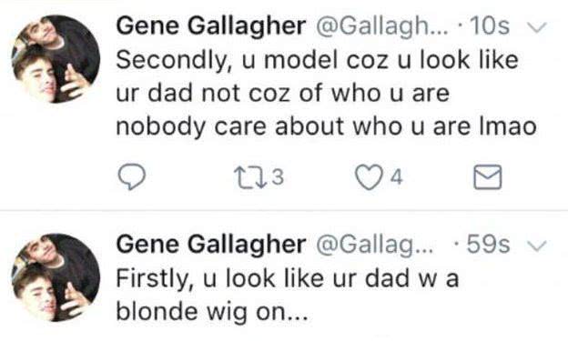 Liam Gallagher's son Gene tweets about his cousin Anais