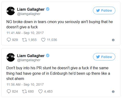 Liam Gallagher lashes out at Noel on Twitter