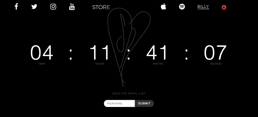 Image of the countdown clock on The Smashing Pumpkins' website.