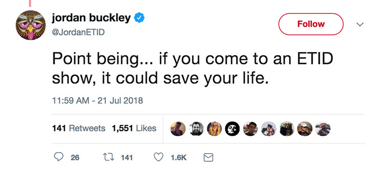 Every Time I Die guitarist accidentally saves fans life