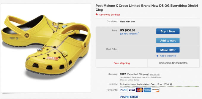 The Post Malone x Crocs collab are reselling for $1000