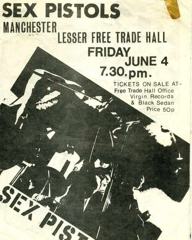 Image of a poster for the Sex Pistols' iconic Manchester show