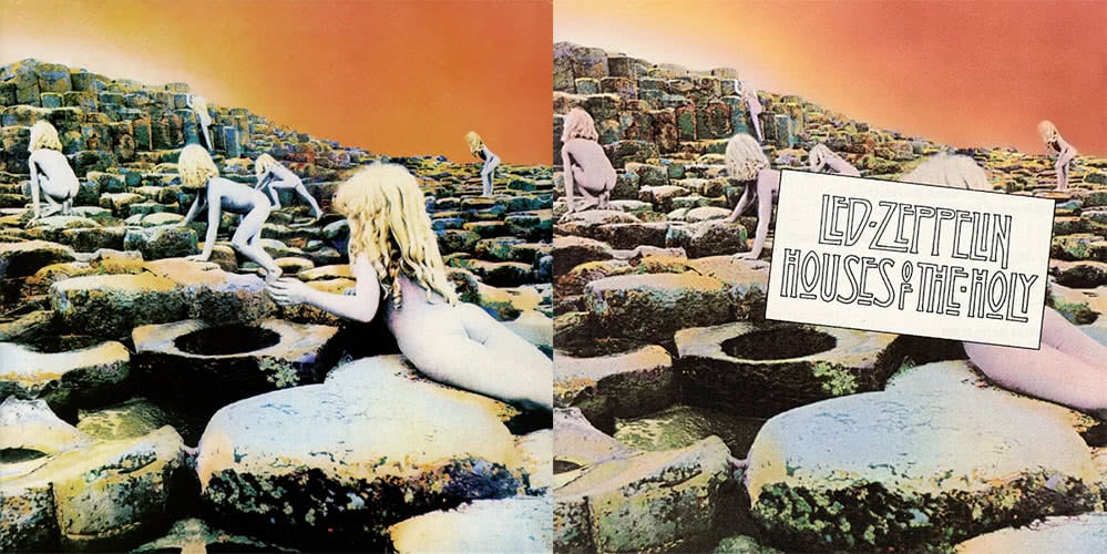 Images of the artwork for 'Houses Of The Holy' by Led Zeppelin