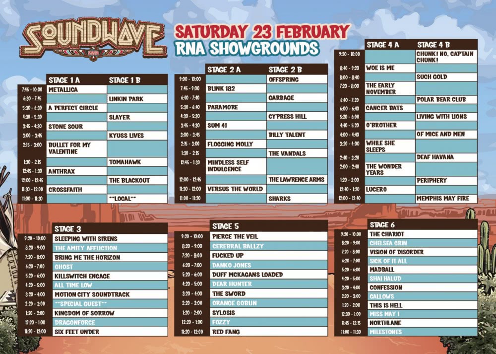 Soundwave 2013 Brisbane set times
